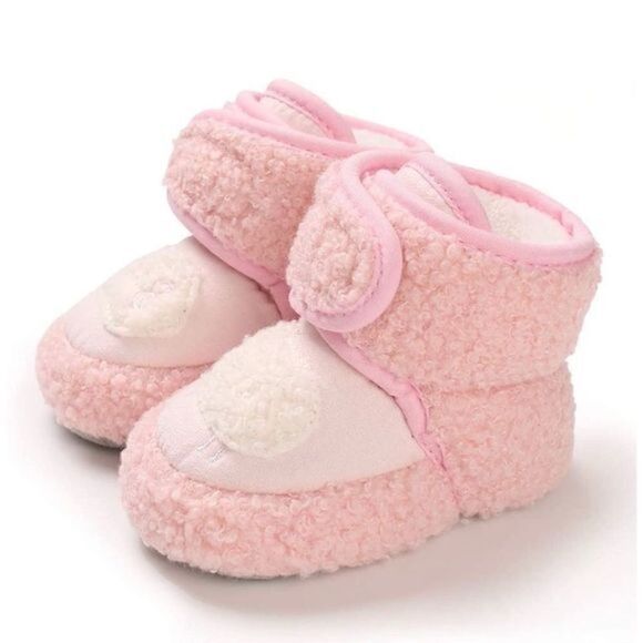 𝅺Babies warm slippers - pink / white - Picture 1 of 4